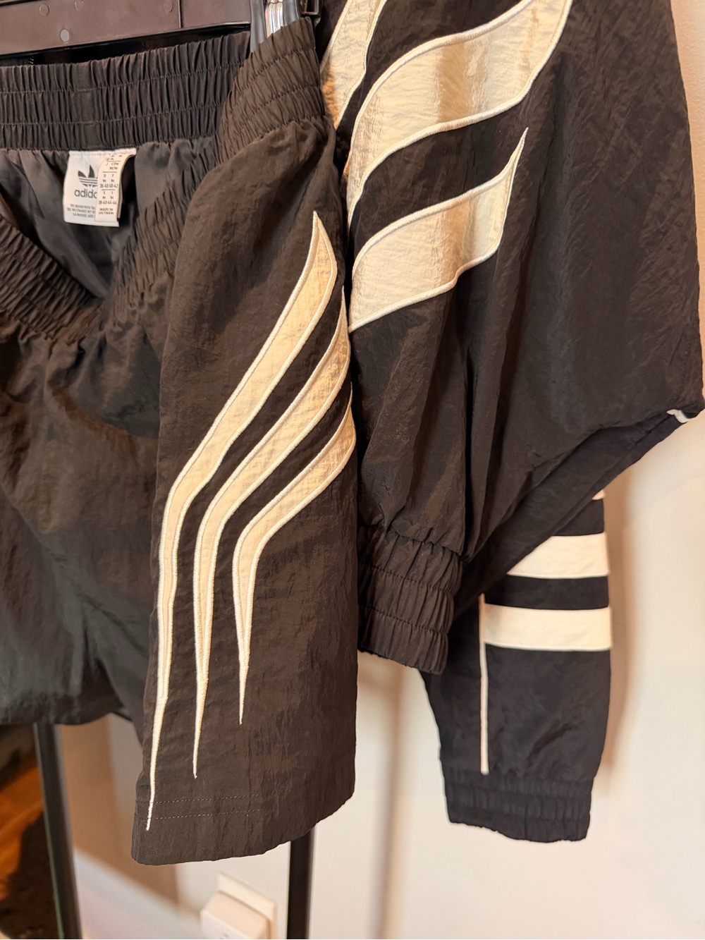 adidas Black & White Three-Stripe Track Jacket and Shorts Set - Picture 2 of 7